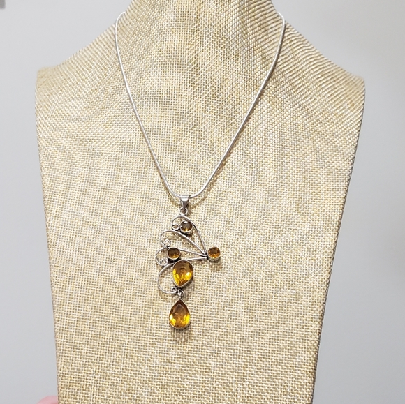 Beautiful Handmade Large Citrine Gemstone 925 Pendant Necklace - Picture 3 of 12
